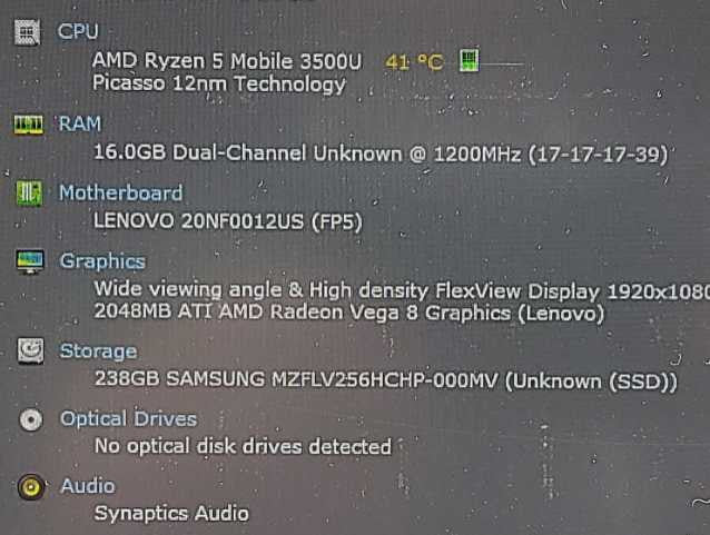 Lenovo ThinkPad E595 AMD Ryzen 5 3500U 2.1GHz 16GB RAM 256GB SSD 15.6\\"   $