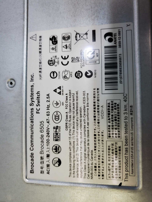 Brocade 6505, BR-6505-12-0R, 12-port 16G, FC Switch, 1x PSU, No license _ Factory Reset )
