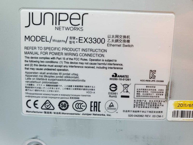Juniper Networks EX3300 EX Series 24 Ports Ethernet Switch (