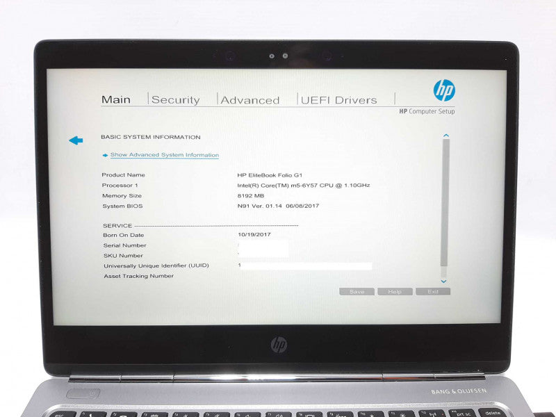 HP EliteDesk Folio G1 Laptop m5-6Y57 @1.1GHz 8GB RAM 256GB SSD -No Battery +