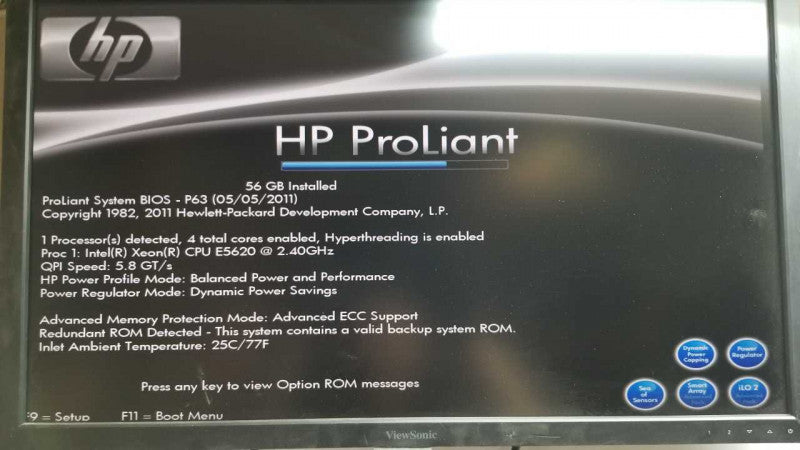 HP Proliant DL370 G6 Xeon E5620 @ 2.40ghz / 56gb ram / no HDDS #
