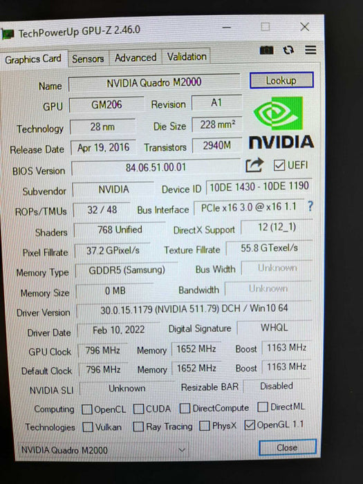 PNY NVIDIA QuadroÂ® M2000 4GB GDDR5 Graphics Card GPU 4*4K DisplayPort DELL W2TP6 ~