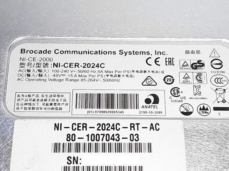 Brocade NetIron CER 2024C NI-CER-2024C 24-Port Gigabit Ethernet Switch  +