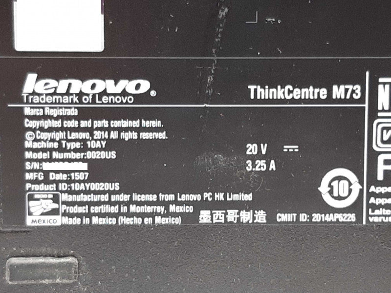 Lenovo M73 Desktop i5-4570T @ 2.9GHz 8GB RAM - NO HDD +