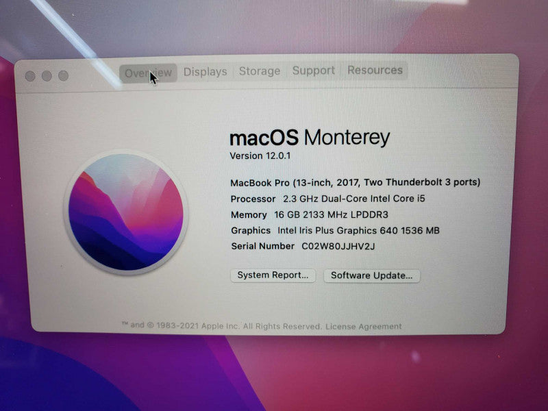 Apple MacBook Pro 13\\", 2017, i5 2.3GHz 16GB DDR3 256GB Storage |