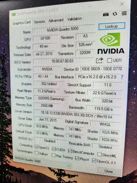 Dell NVIDIA QUADRO 5000 PCIe 2.5GB GDDR5 Pro Video Graphics Card JFN25 #