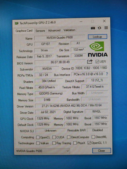 NVidia Quadro P600 2GB 4x Mini DP  [