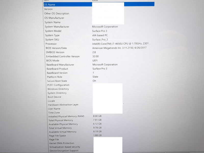 Surface Pro 3 i7-4650U @2.3GHz 8GB RAM 256GB Flash w/ Keyboard +