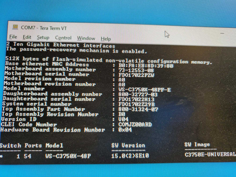 Cisco Catalyst WS-C3750X-48PF-E, 48-Port Switch, w/C3KX-NM-1G Module, 1x PSU )