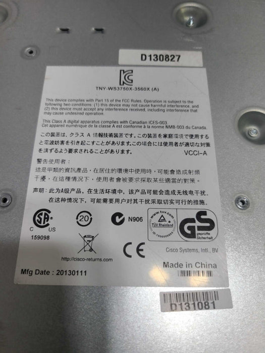 Cisco Catalyst WS-C3750X-48PF-E 48-Port 10/100/1000 POE Managed Switch [