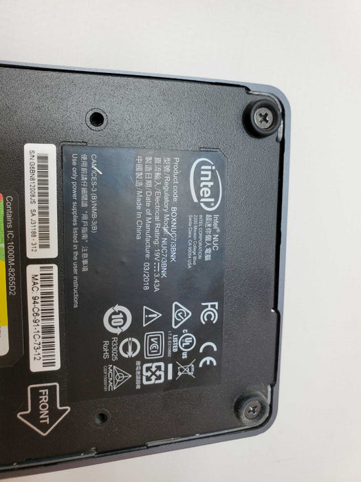 Intel NUC NUC7i3BNB, Intel i3-7100U, 4GB Ram :