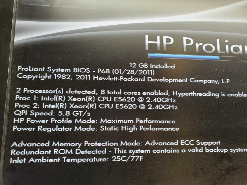 HP ProLiant DL360 G7, 2x Xeon E5620 @2.4GHz, 12GB RAM, P410i, 2x PSU, 6x2.5\\" )