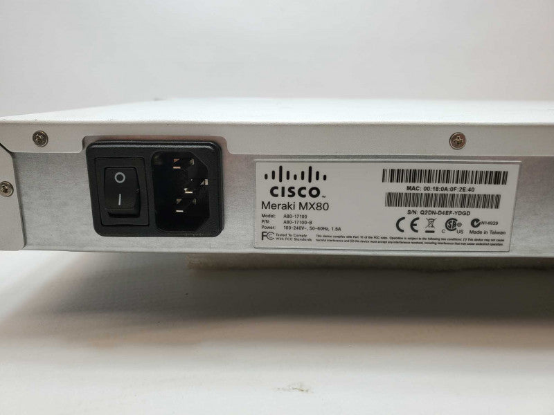 Cisco Meraki MX80 Security Appliance :