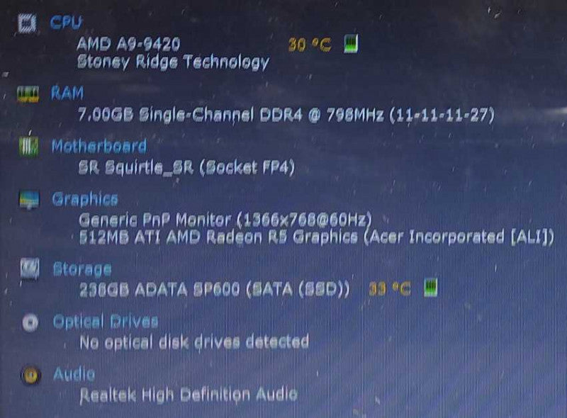 Acer Aspire A315-21 AMD A9-9420 3GHz 8GB 256GB SSD 15.6\\" $