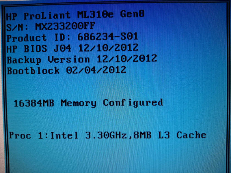 HP ML310e G8 Xeon E3-1230v2 3.3GHz QC/16GB, 4x 3.5\\" Bays, NO RAID/HDDs ~