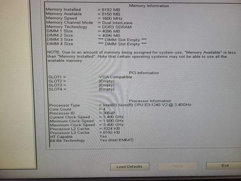 Dell Precision 1650 Xeon E3-1240 v2 @ 3.40Ghz 8GB No HDD No GPU [