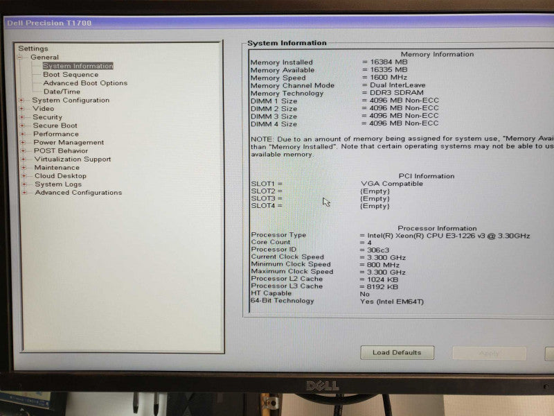 Dell Precision T1700 Xeon E3-1226v3 @ 3.3Ghz 16GB RAM Quadro K2200 1x HDD Tray +