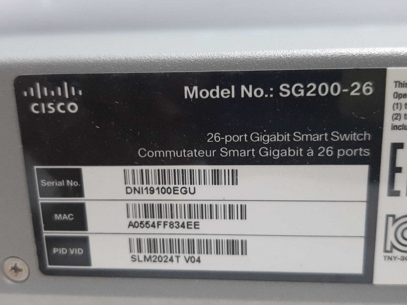 Cisco Small Business SG200-26 26-Port Gigabit Smart Switch, FCTRY RESET ~