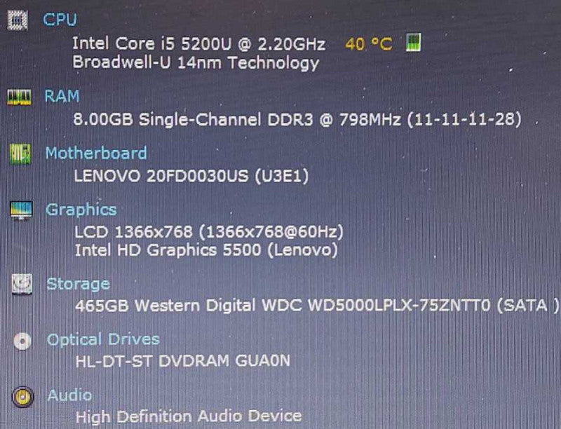 Lenovo ThinkPad E550 i5-5200U 2.2Ghz 8Gb RAM 500GB HDD 15.6\\" $