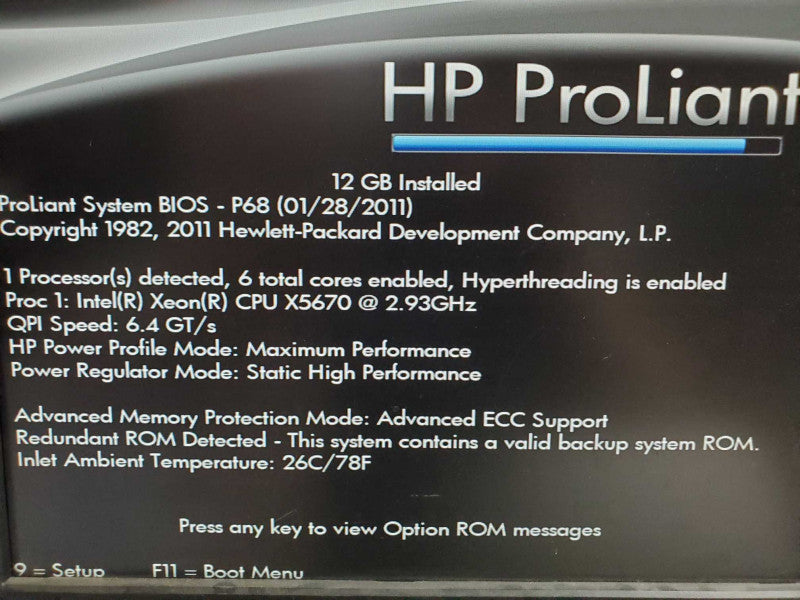 HP ProLiant DL360 G7, X5670 2.93GHz 12GB DDR3 P410i Controller |