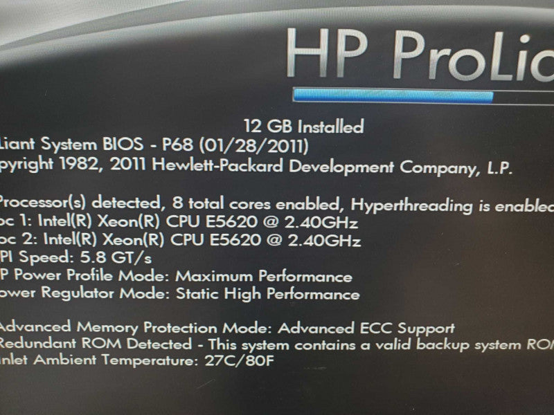 HP ProLiant DL360 G7, 2x E5620 2.4GHz 12GB DDR3 P410i Controller | |