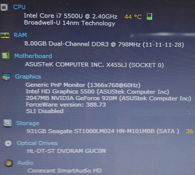 Asus X455L i7-5500U 2.4Ghz  8GB RAM 1TB HDD 14\\" $