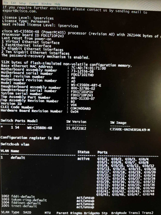 CISCO WS-C3560X-48T-E V04 48 Port PoE Switch + 2x 350W PSU FACTORY RESET ~
