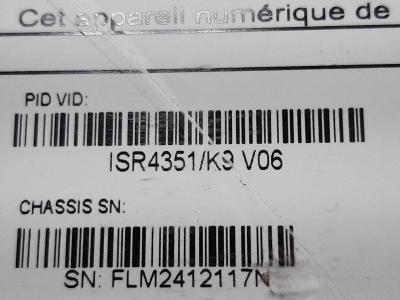 Cisco ISR4351/K9 Modular Gigabit Ethernet Router Rack-Mountable FCTY RESET ~