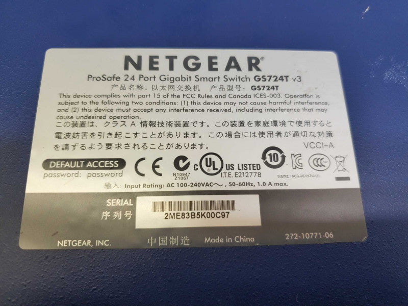 Netgear ProSafe GS724T v3 24-Port Gigabit Ethernet Smart Switch )