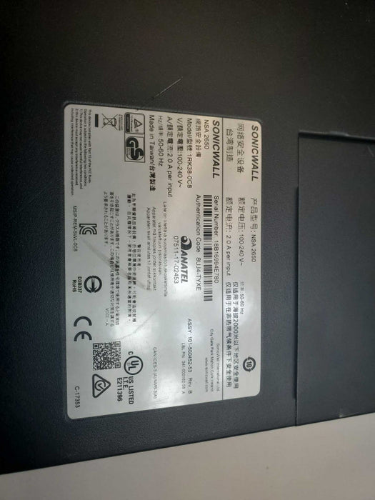 SonicWall NSA 2650 Ports Security Appliance :