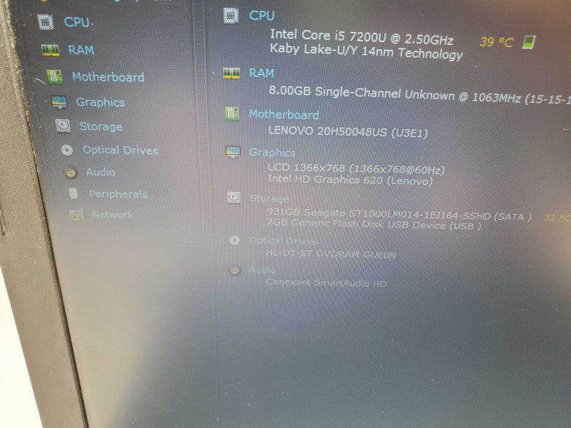 Lenovo E570, Intel i5-7200U, 8GB Ram, 15.6\\", 1TB SSHD :