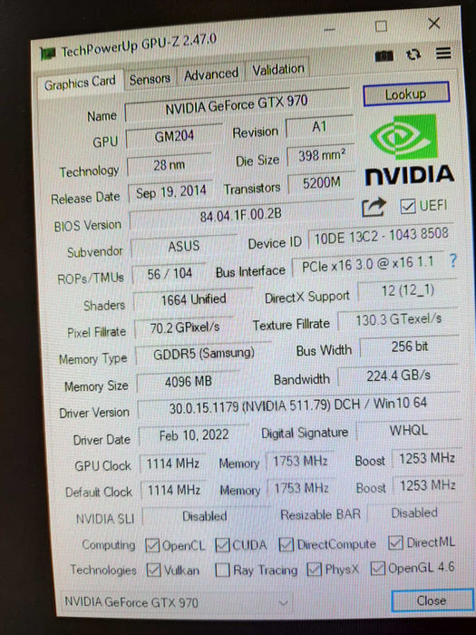 NVIDIA Geforce GTX 970 ASUS STRiX OC 4GB GDDR5, 100% TESTED ~
