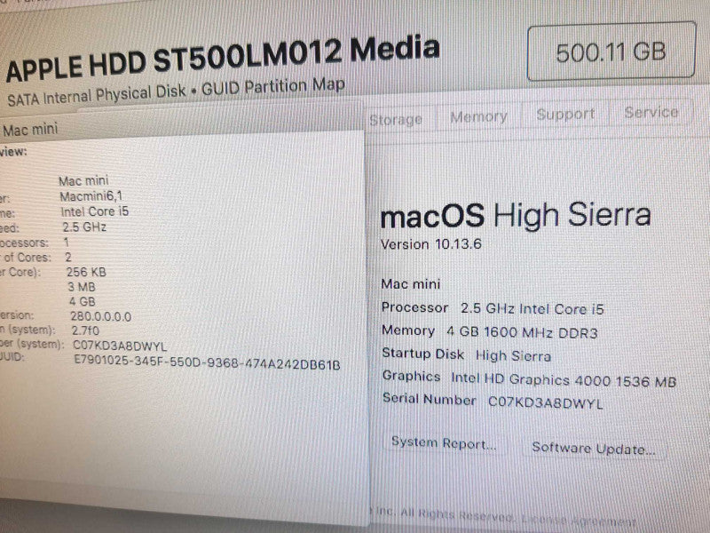 Mac mini - L.2012 i5-3210M 2.5GHz/4GB, Intel HD4000, 500GB HDD ~