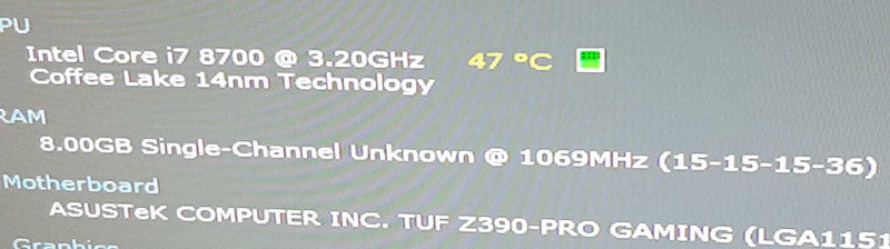 ASUS TUF Z390M PRO GAMING, i7-8700 3.2GHz/8GB DDR4, 100% TESTED ~