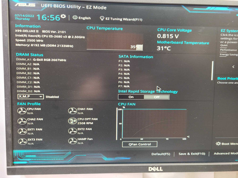 ASUS X99-Deluxe II w/ Xeon E5-2680 v3 @ 2.50Ghz / 8GB / Cooler Master CPU Fan [