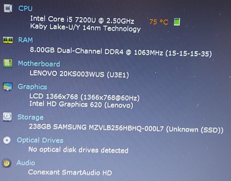 Lenovo ThinkPad E580   i5-7200U 2.5GHz 8GB RAM 256GB SSD 15.6\\"