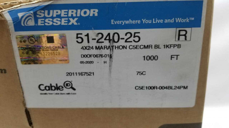 Superior Essex 51-240-25 Riser Copper Cable Cat 5E 4 Pair, 24 AWG #