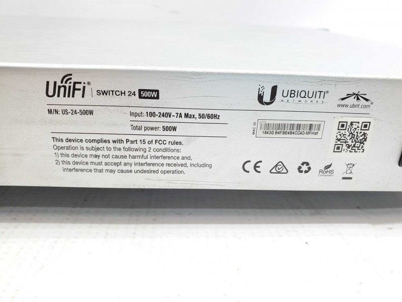 UBIQUITI UNIFI Switch 24 500W US-24-500W 24-Port PoE Switch _Factory Reset )
