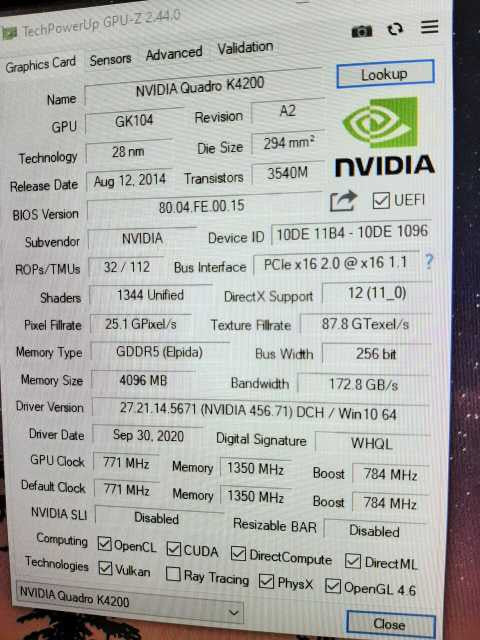 NVIDIA Quadro K4200 4GB Professional Video Graphics Card, 100% TESTED ~