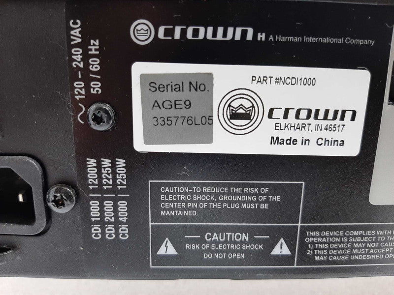 Crown CDi1000 2-Channel Power Amplifier w/ LCD Display ~