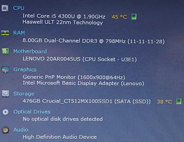 Lenovo ThinkPad T440s i5-4200U 1.6GHz 8GB RAM 16GB 500GB SSD 14" $