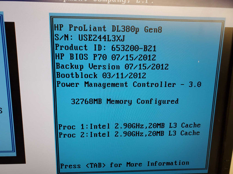 Hp Proliant DL380p G8, 2x intel Xeon E5-2690, 32GB Ram.  :