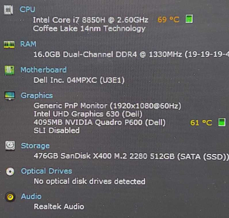 Dell Precision 3530 I7-8850H 2.6GHz 16GB 15.6\\" $