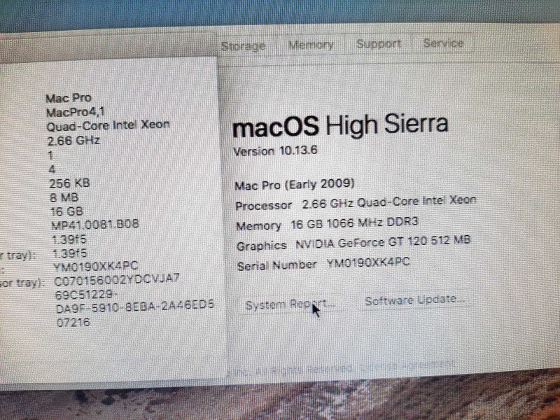 Mac Pro - E.2009 A1289, Xeon W3520 2.66GHZ QC/16GB, Nvidia GT120, No HDDs +