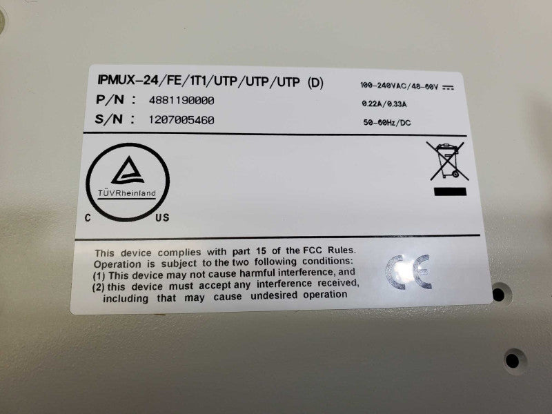 RAD TDM IP Driven 4881190000 IPMUX-24/FE/1T1/UTP/UTP//UTP(D) w/ Accessories )