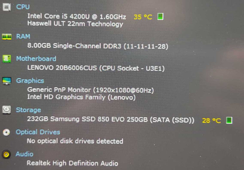 Lenovo ThinkPad T440 i5-4200U 1.6Ghz 8GB 250GB SSD 14\\" $