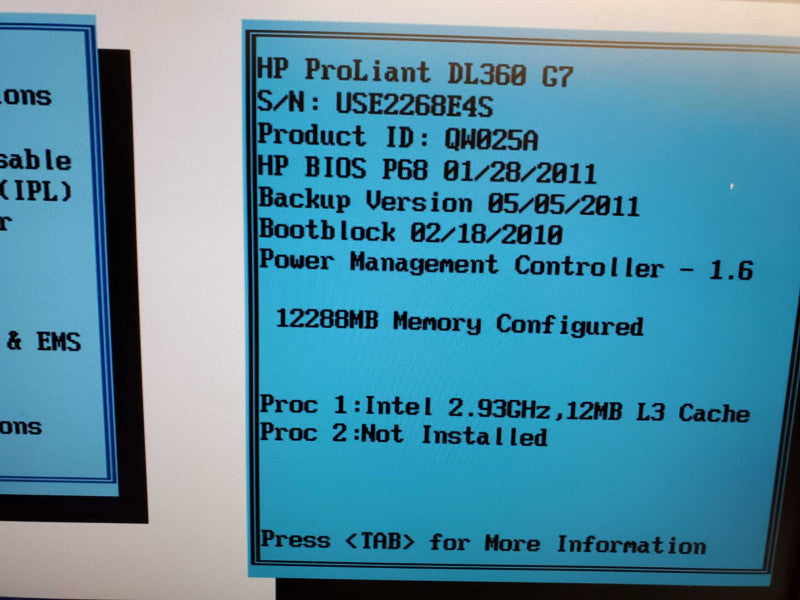 HP ProLiant DL360 G7, 1x Xeon X5670, 12GB DDR3, 2.5\\" Bays :