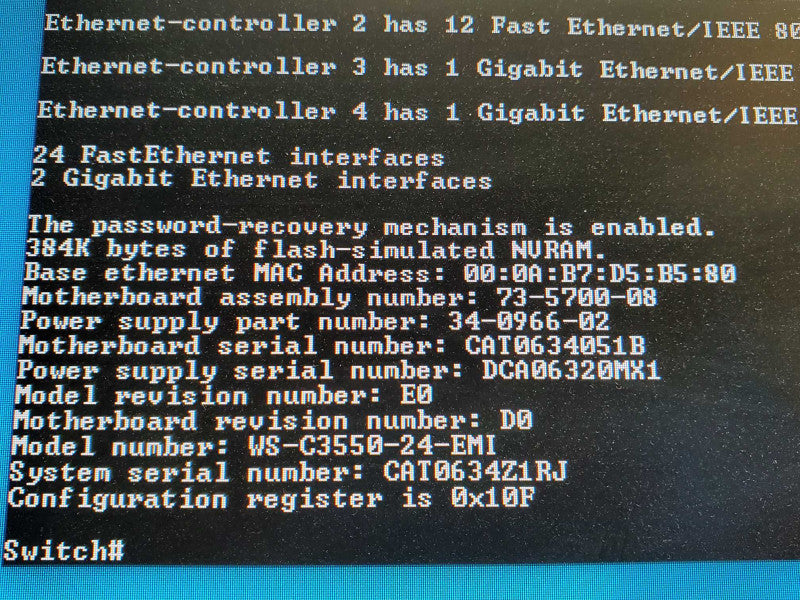 Cisco Catalyst 3550 WS-C3550-24-EMI 24 Port Ethernet Managed Switch _ Rested )