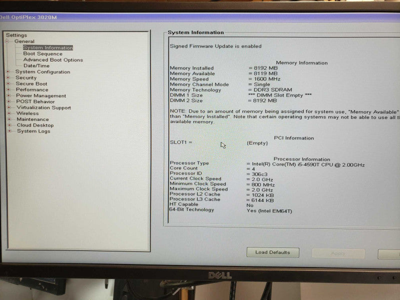 Dell Optiplex 3020M Mini, Core I5-4590T 2.0GHz, 8GB DDR3, 1x HDD Tray, No HDD/ |