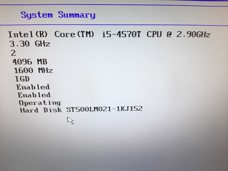Lenovo M93p Tiny USFF Intel Core i5-4570T 2.90Ghz/4GB, NO HDDs, NO AC Adapter ~